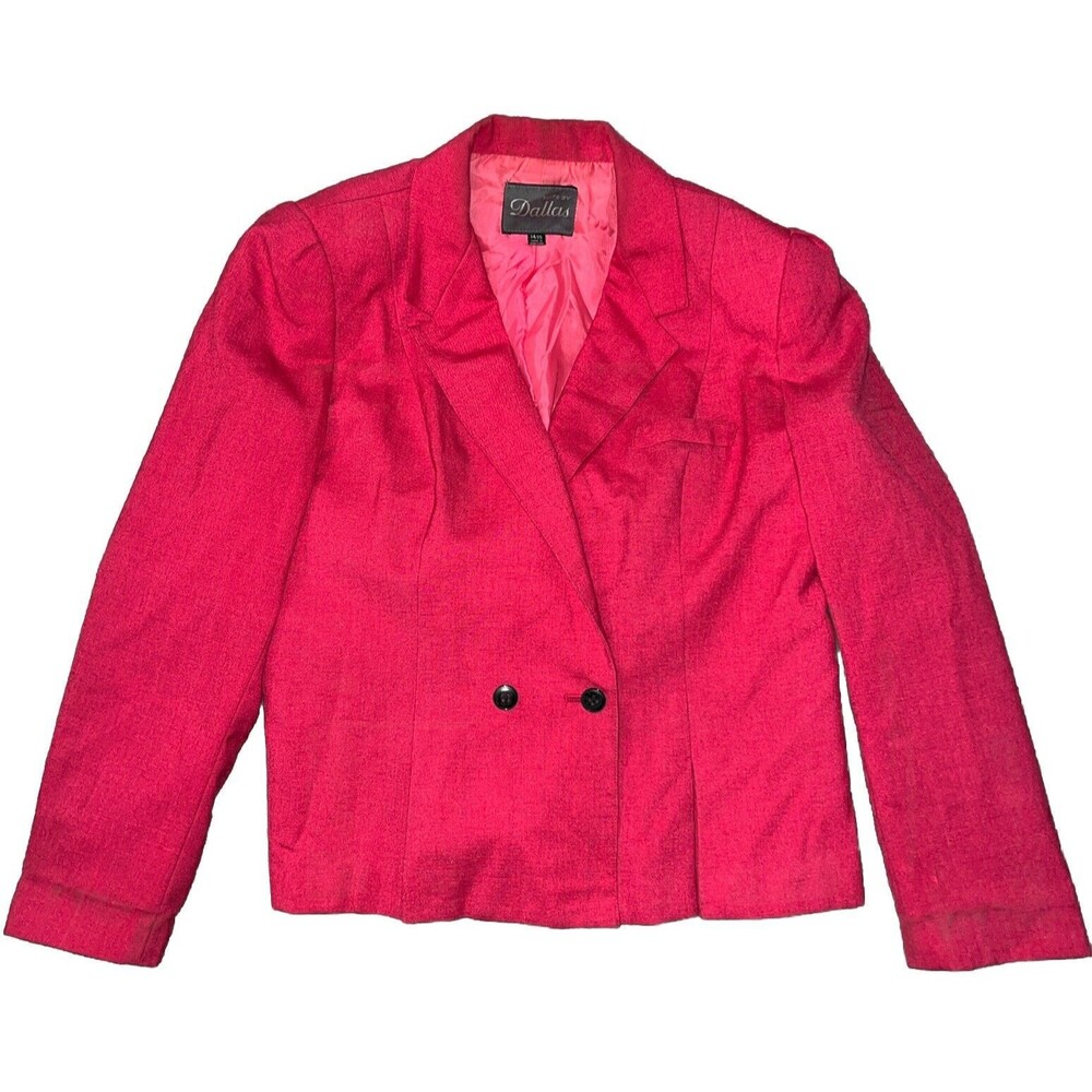 Suits By Dallas Vintage 70/80s Womens 14/15 Rayon Blend Lined Blazer Pink